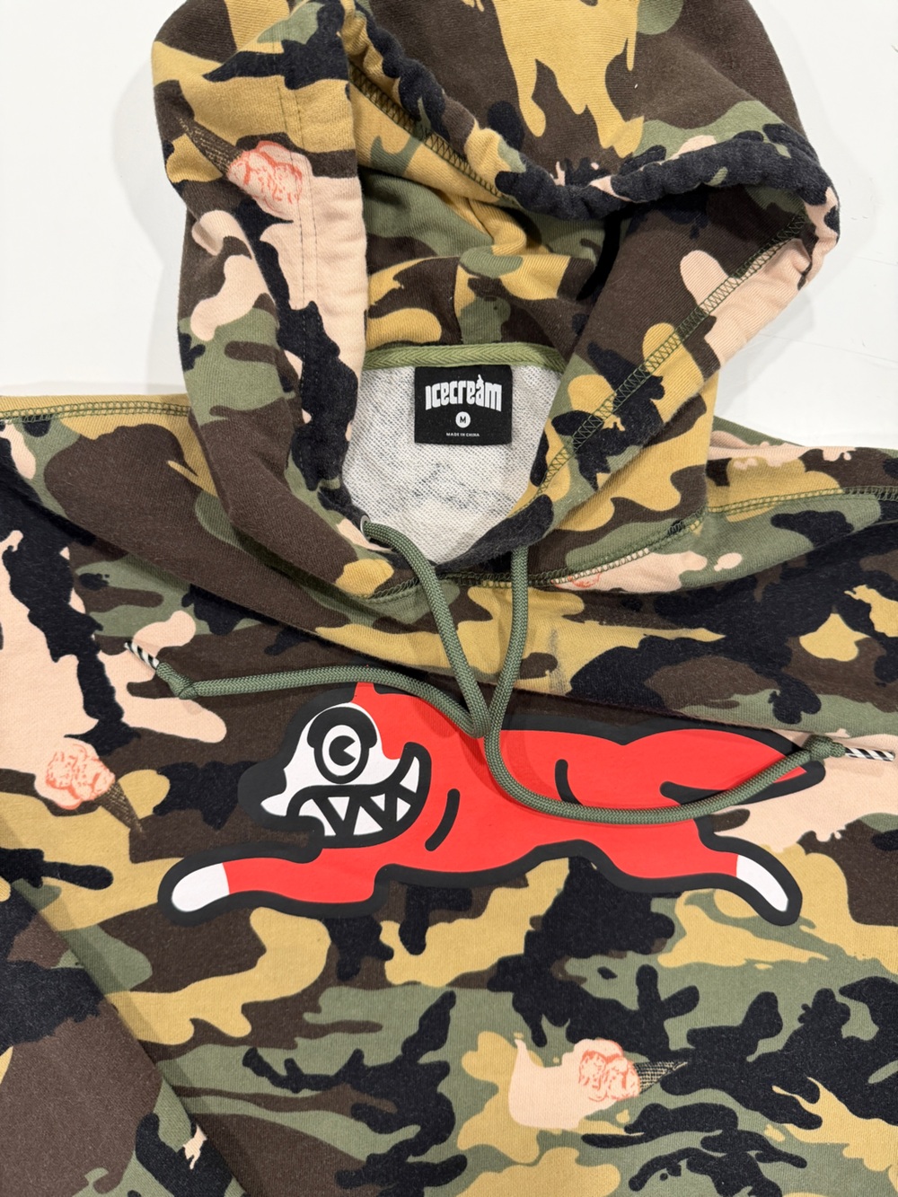 Icecream Men’s Camouflage Crewneck Hoodie with Red Graphic